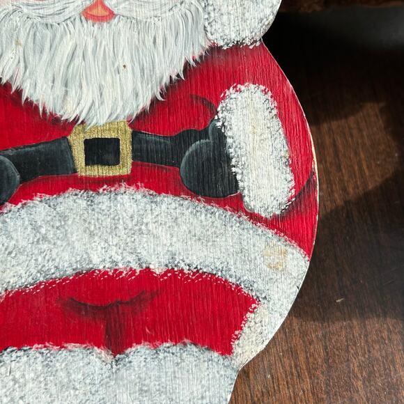 Vintage Wooden Santa Claus Painted Decor Christmas Holiday 8.5” signed dated - Picture 4 of 8